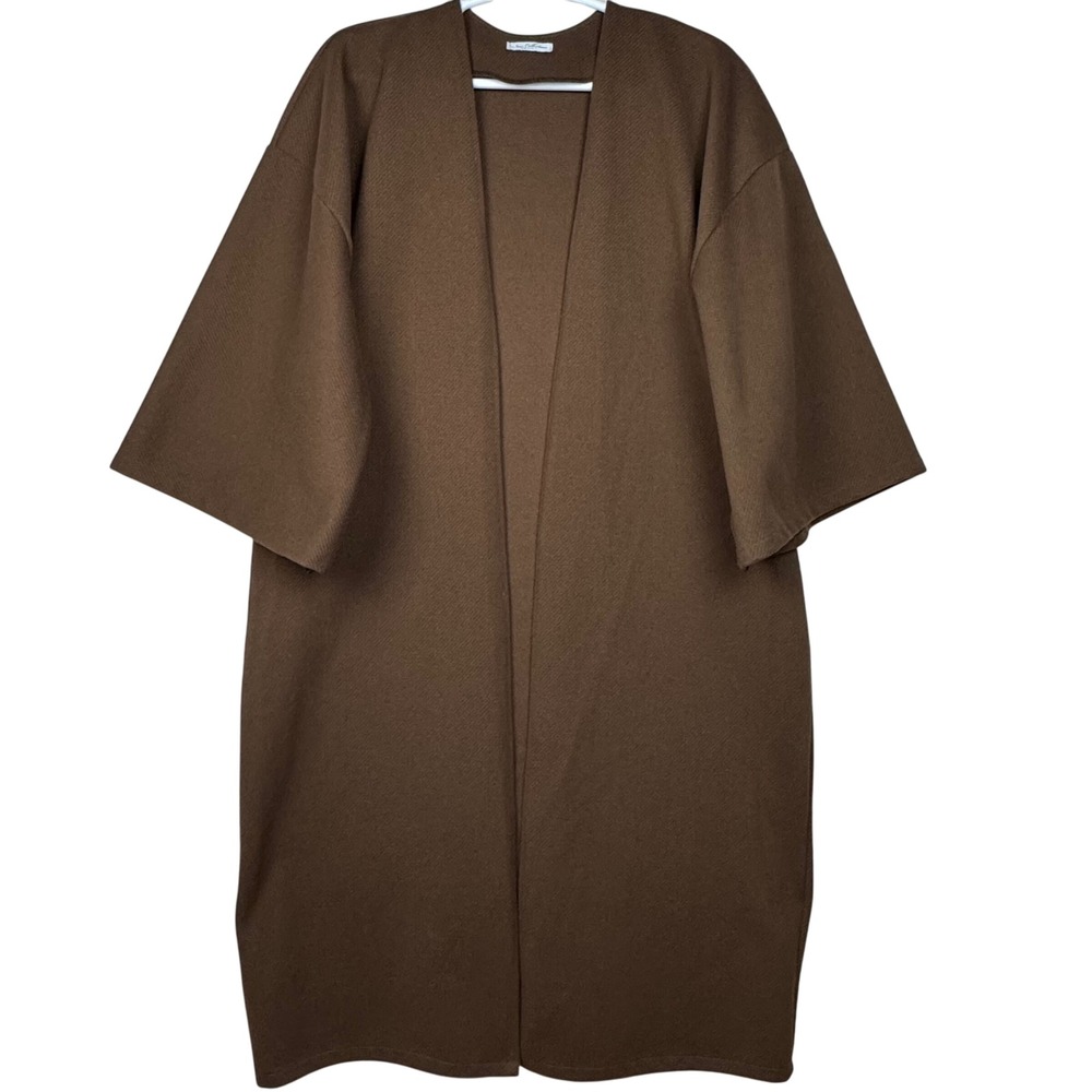 Open Front Long Cardigan Kimono Brown Textured Duster‎ New Collection-Italy Made